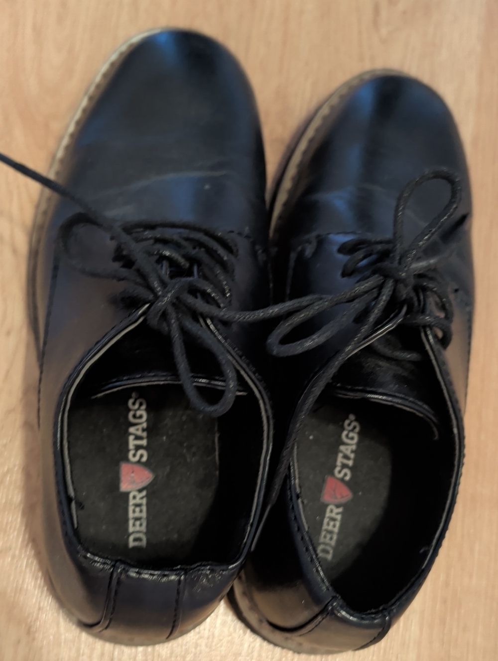 Deer Stags Black Kids Dress Lace-Up Shoes